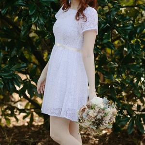 White lace dress with butterfly sleeves